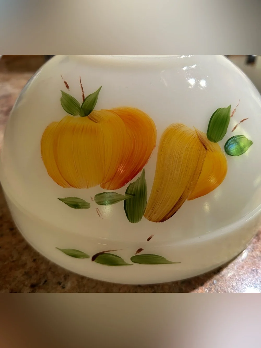Fire-King Vintage Milk Glass Mixing Bowl 8.75” Hand painted 